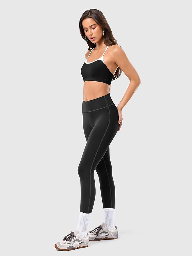 2 Piece Workout Sets for Women, Camisole Square Neck Tops & Seamless Leggings, Gym Yoga Pilates Outfits