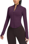 AVGO Women's Cropped Running Workout Jackets Zip Slim Fit Athletic Tops with Thumb Holes