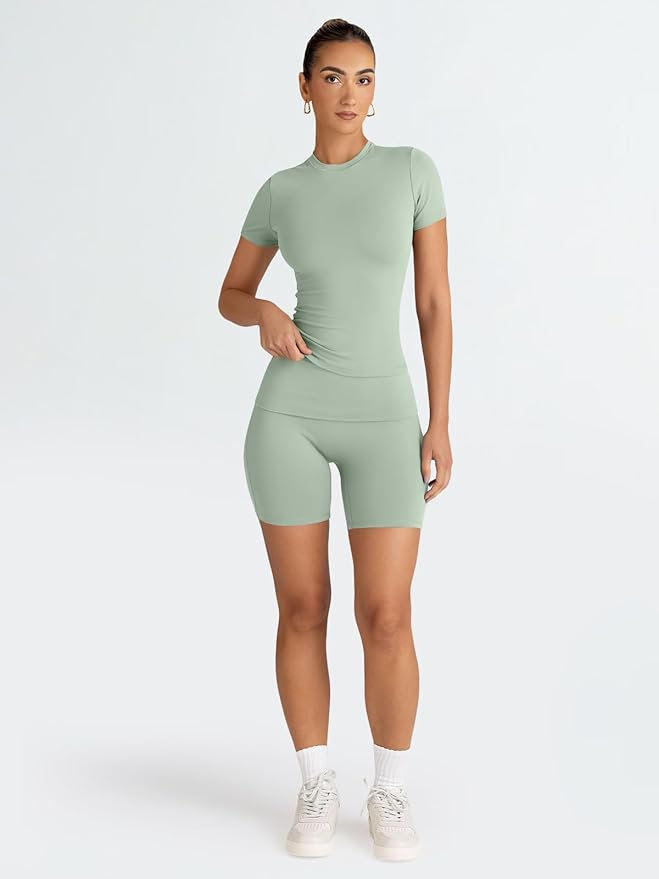 Trendy Queen 2 Piece Summer Cute Workout Sets Gym Short Set Pilates Yoga Outfits Going Out Spring Athletic Comfy Active Wear
