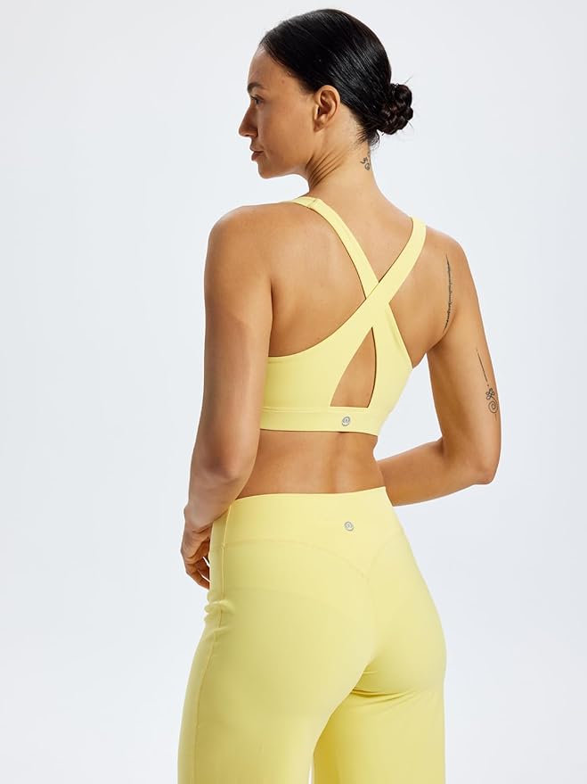 Ruched V Neck Criss Cross Back Ballet Sports Bra Wrap Front Yoga Medium Support Workout Crop Top Removable Pads