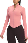 AVGO Women's Cropped Running Workout Jackets Zip Slim Fit Athletic Tops with Thumb Holes