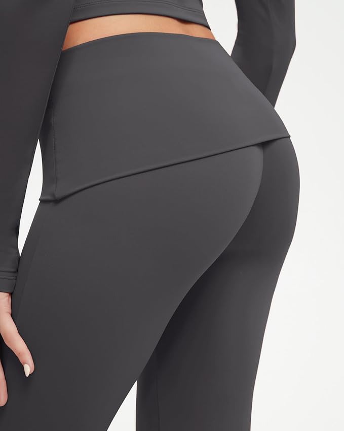SUUKSESS Women 2 pieces Lounge Sets Long Sleeve V Neck Tops Fold Over Flare Leggings