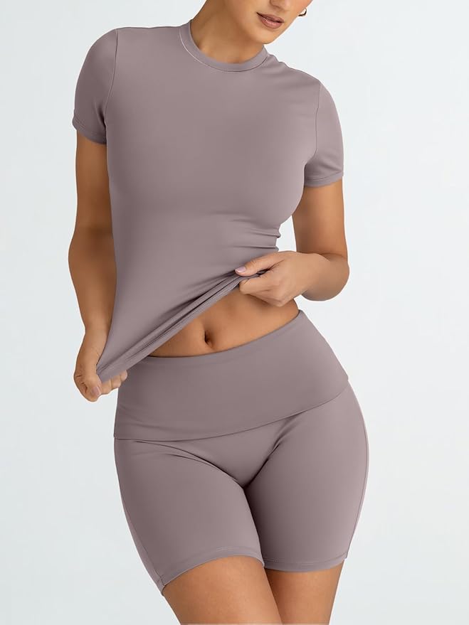 Trendy Queen 2 Piece Summer Cute Workout Sets Gym Short Set Pilates Yoga Outfits Going Out Spring Athletic Comfy Active Wear