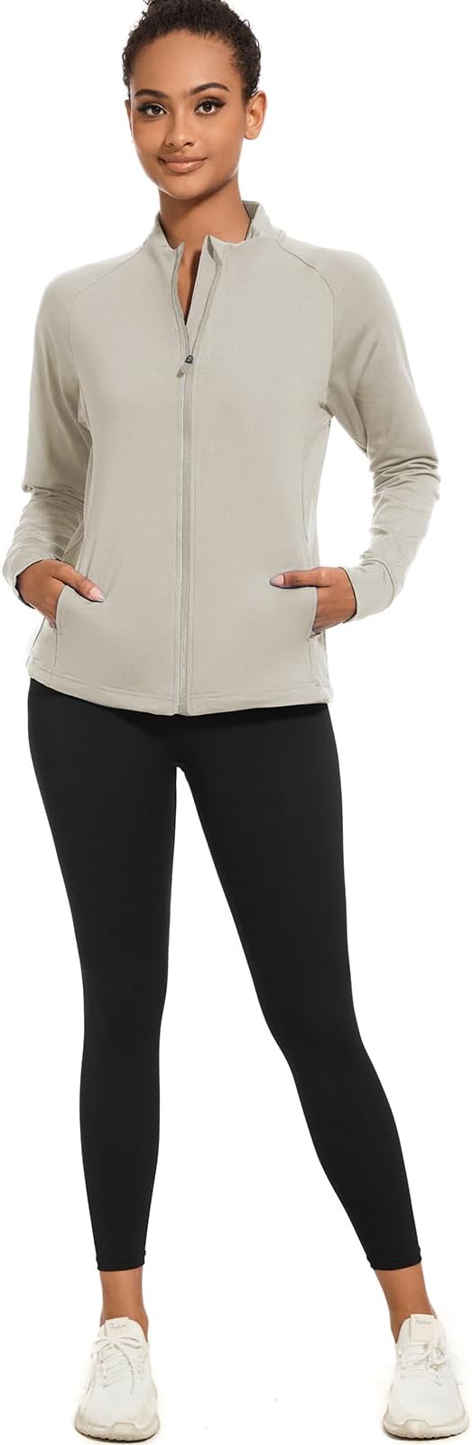 bpbtti Women's Polar Fleece Zip Up Workout Jackets with Pockets Slim Fit Cottony Soft Jacket for Running Athletic Yoga