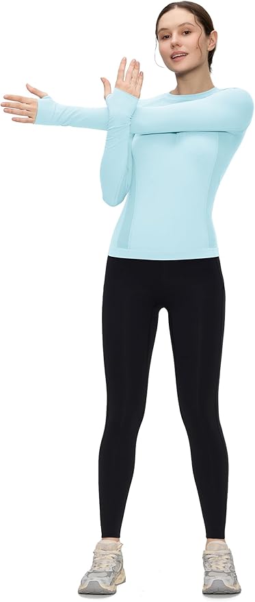 Long Sleeve Workout Tops for Women, Compression Shirt, Sports Running Shirt Breathable Athletic Top Slim Fit