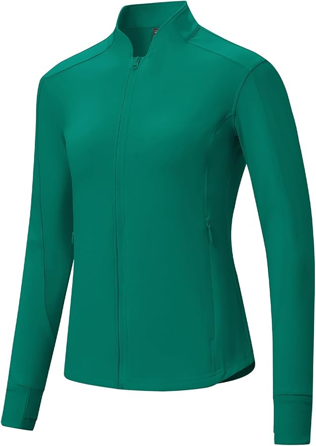 BGOWATU Women's Workout Athletic Jacket Full Zip Running Jackets Gym Yoga Track Tops with Pockets Thumb Hole