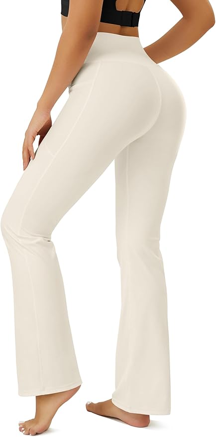 FOHOFO Yoga Pants Women, Flare Leggings for Women with Pockets Crossover High Waisted Bootcut Yoga Pants
