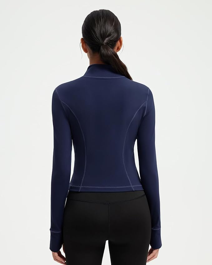 SUUKSESS Women Golden Full Zip Up Workout Cropped Jackets Lightweight Athletic Yoga Tops