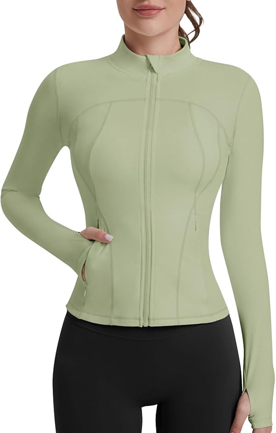 VUTRU Womens Workout Yoga Jacket Lightweight Zip Up Athletic Jacket Lightweight Cropped Jacekt with Pockets