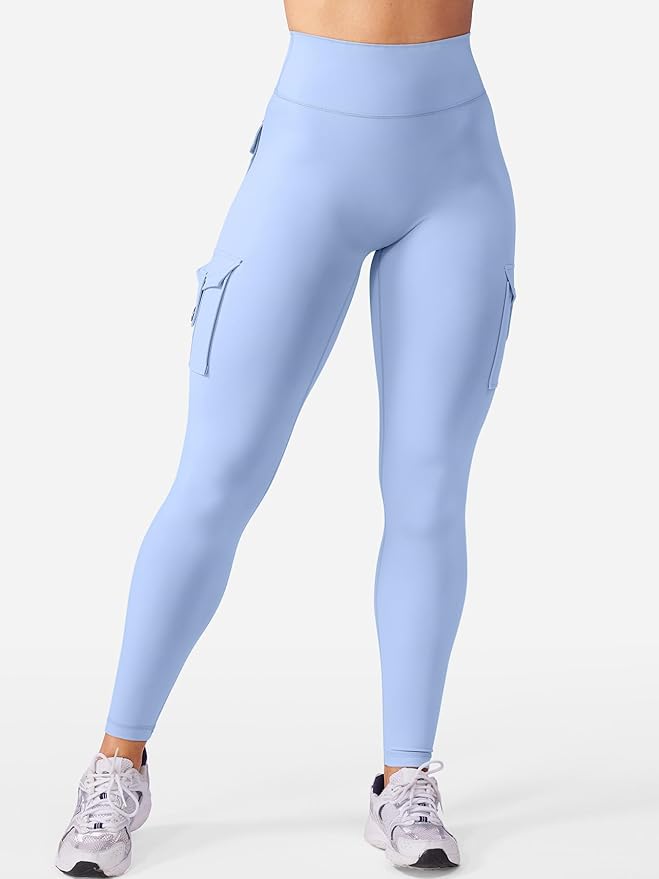 YEOREO CoreFlex Workout Cargo Leggings with Pockets for Women Hidden Scrunch Butt Lifting Leggings Gym Yoga Pants