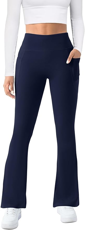 COPYLEAF Womens Yoga Pants with Pockets High Waisted Flare Leggings Bell Bottom Yoga Dress Pants Seamless Bootcut Pants