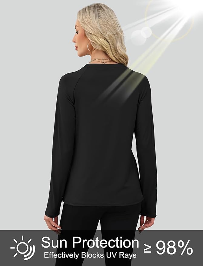 WIHOLL Workout Tops for Women Long Sleeve Sun Shirt UPF 50+ UV Protection Running Hiking Clothes Quick Dry Athletic Tops
