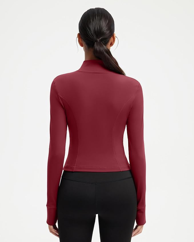 SUUKSESS Women Golden Full Zip Up Workout Cropped Jackets Lightweight Athletic Yoga Tops