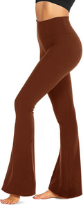 TNNZEET Black Flare Leggings for Women, Crossover Yoga Pants with Pockets Bootcut Flared Leggings
