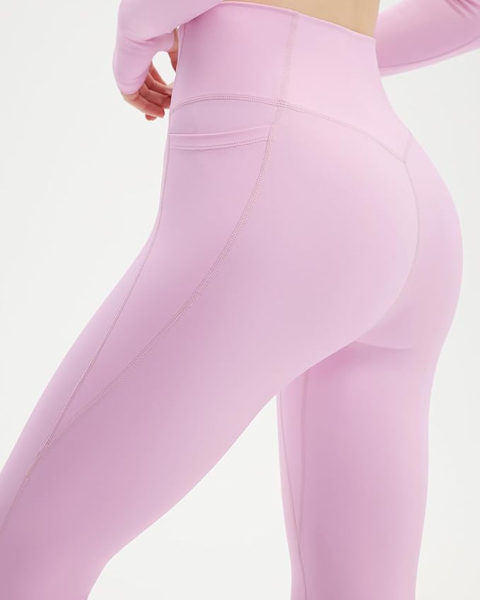 SUUKSESS Women 2 Piece Workout Sets Long Sleeve Twist Deep V Crop Padded Tops Yoga Leggings with Side Pockets