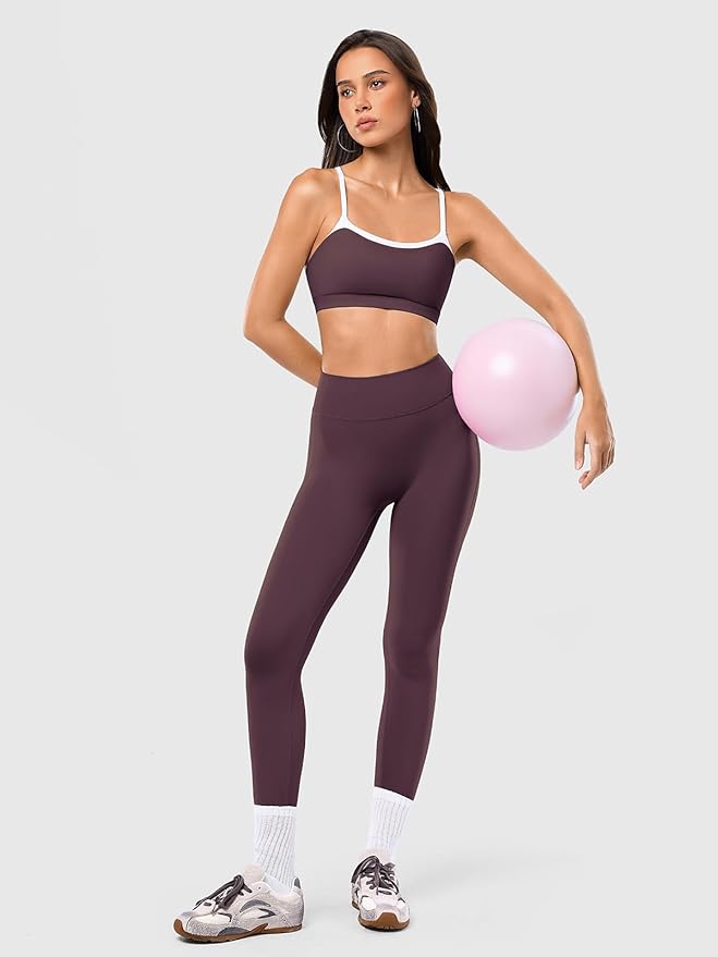 2 Piece Workout Sets for Women, Camisole Square Neck Tops & Seamless Leggings, Gym Yoga Pilates Outfits