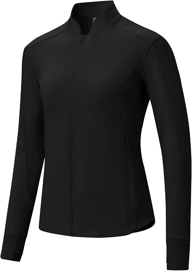 BGOWATU Women's Workout Athletic Jacket Full Zip Running Jackets Gym Yoga Track Tops with Pockets Thumb Hole