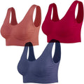 Lemef 3-Pack Seamless Sports Bra Wirefree Yoga Bra with Removable Pads for Women