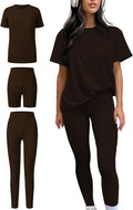 ZFLM casual sportswear 3-piece set high waist tight pants yoga pants short sleeved round neck yoga set