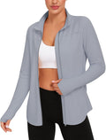 Vldnery Women's UPF 50+ Sun Protection Lightweight Jacket Zip Up Long Sleeve Sun Shirt for Women with Thumb Hole Hiking
