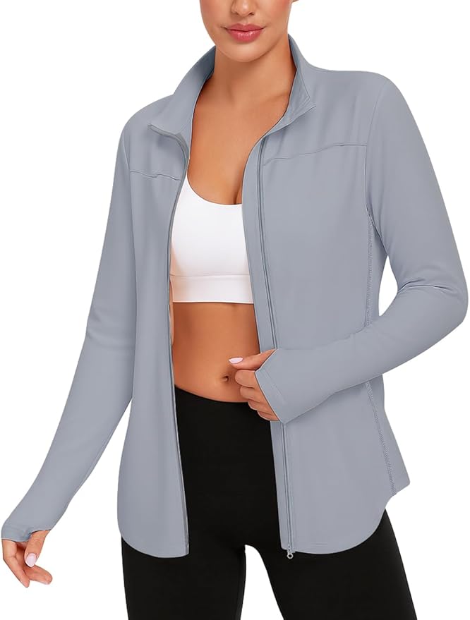 Vldnery Women's UPF 50+ Sun Protection Lightweight Jacket Zip Up Long Sleeve Sun Shirt for Women with Thumb Hole Hiking