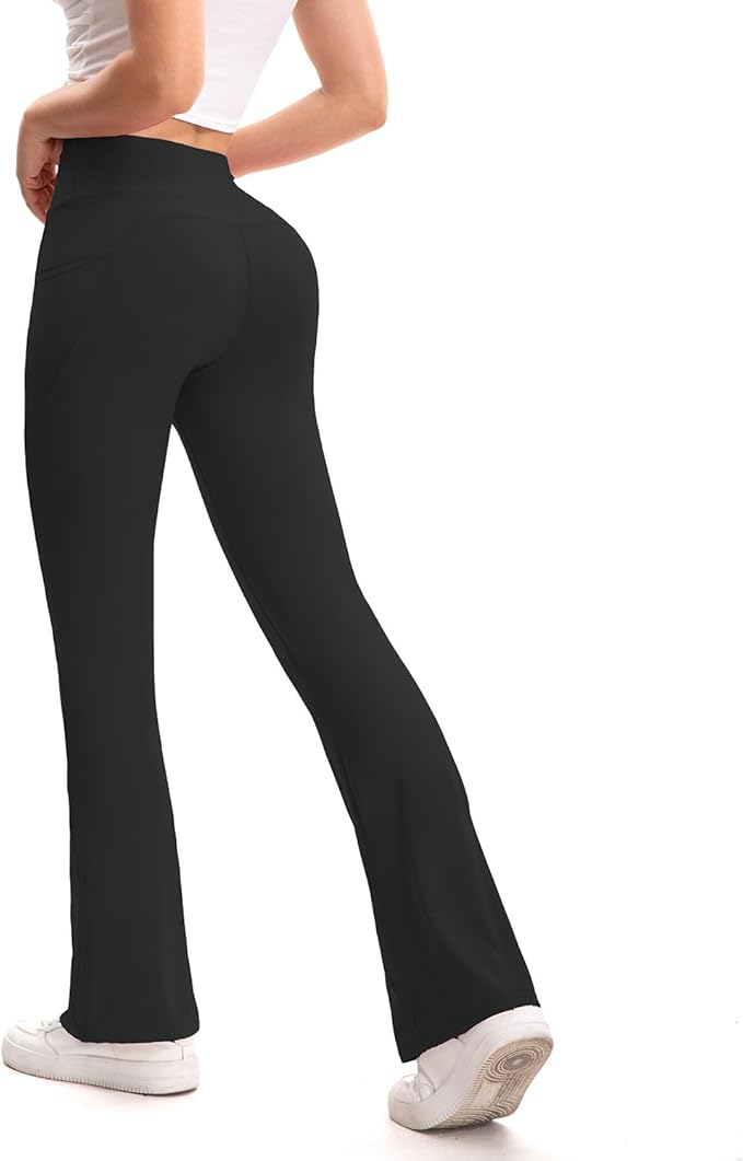 3 Packs Women's Flare Leggings with Pockets, Soft High Waisted Tummy Control Bootcut Workout Yoga Pants