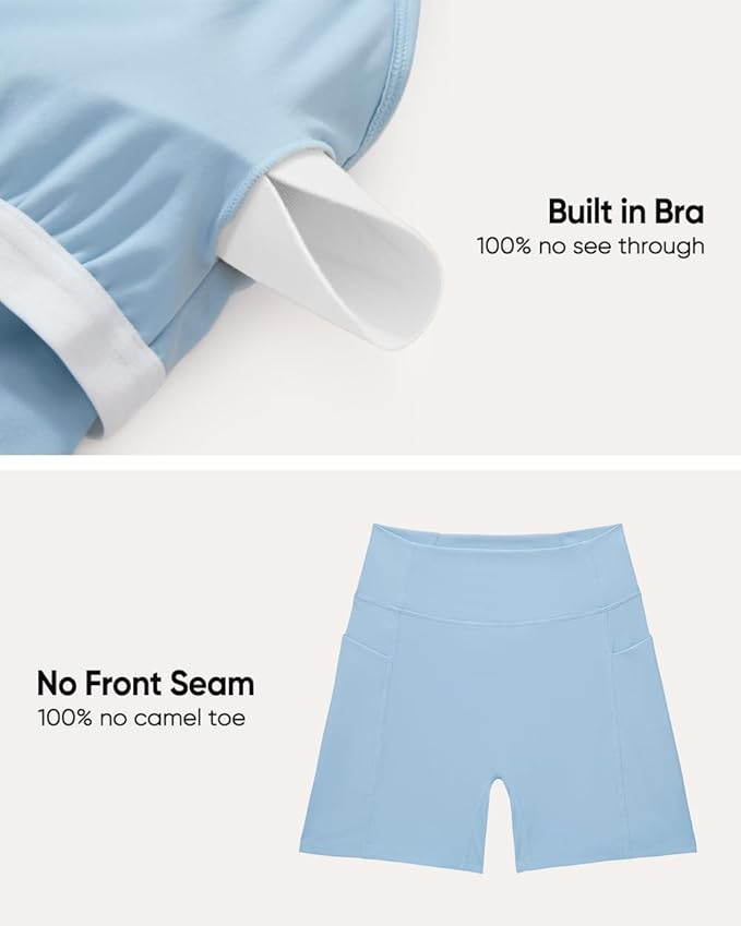 OMKAGI Workout Sets for Women Cute Spaghetti Strap Tank Tops Booty Shorts Outfits with Pockets