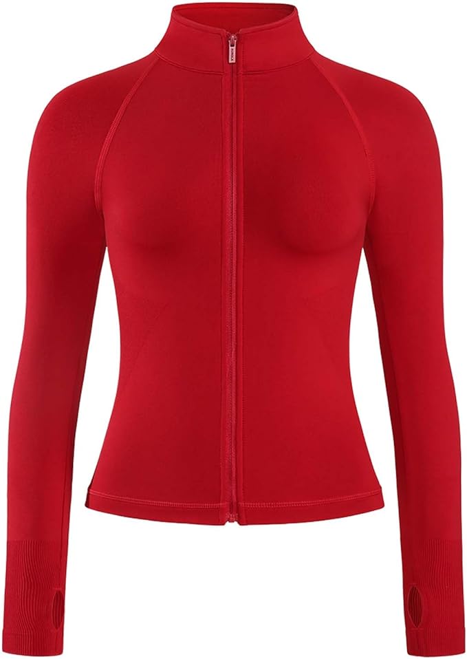 AUROLA Influence Athletic Workout Jacket for Women, Lightweight Slim Fit Full Zip Running Yoga Sports Jacket with Thumb Holes