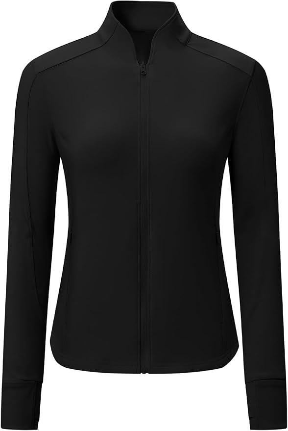 BGOWATU Women's Workout Athletic Jacket Full Zip Running Jackets Gym Yoga Track Tops with Pockets Thumb Hole