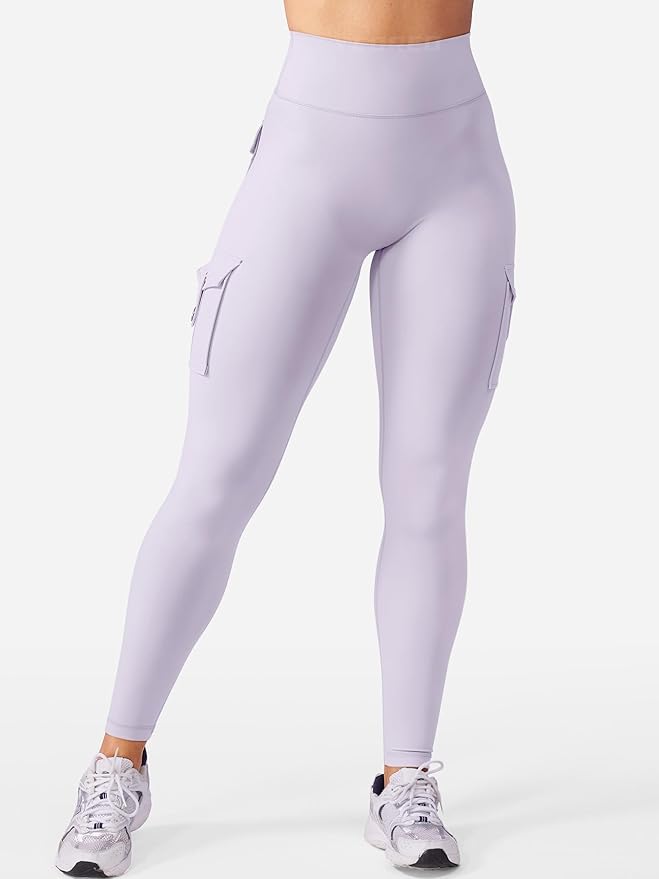 YEOREO CoreFlex Workout Cargo Leggings with Pockets for Women Hidden Scrunch Butt Lifting Leggings Gym Yoga Pants
