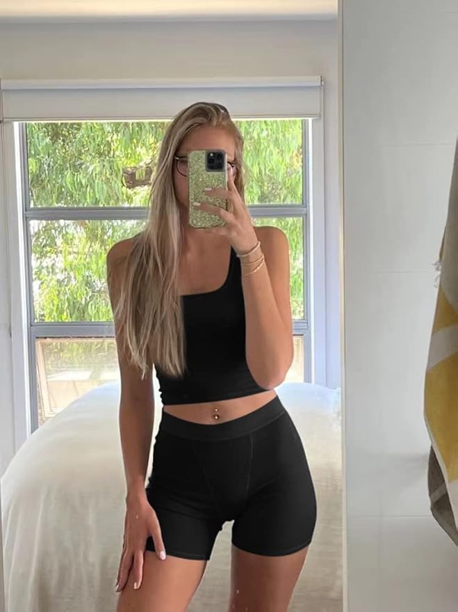 LICOBOD Casual Workout Sets 2 Piece Outfits for Women Ribbed Crop Tank Top High Waist Yoga Leggings Lounge Wear Tracksuit