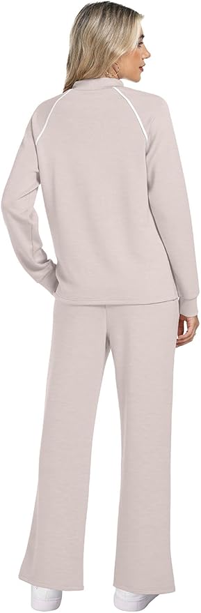 WIHOLL Lounge Sets for Women 2 Piece Fall Outfits 2025 Wide Leg Pant Matching Sets Womens Clothing