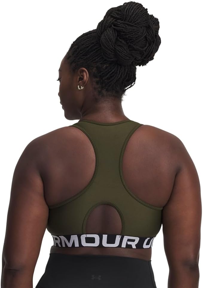 Under Armour Womens HeatGear Authentics Mid Impact Branded Sports Bra