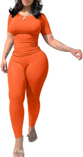 Nimsruc Two Piece Outfits For Women Summer Casual Short Sleeve Jogging Suits
