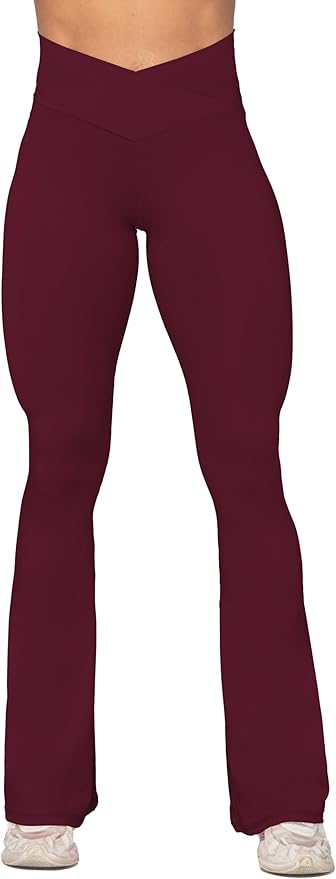 Sunzel Flare Leggings, Crossover Yoga Pants with Tummy Control, High-Waisted and Wide Leg