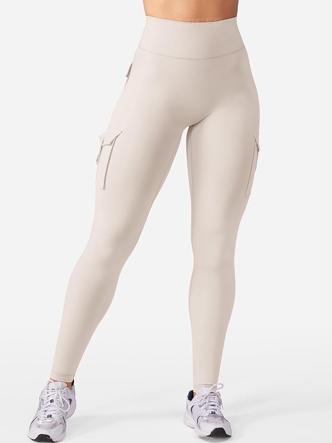 YEOREO CoreFlex Workout Cargo Leggings with Pockets for Women Hidden Scrunch Butt Lifting Leggings Gym Yoga Pants