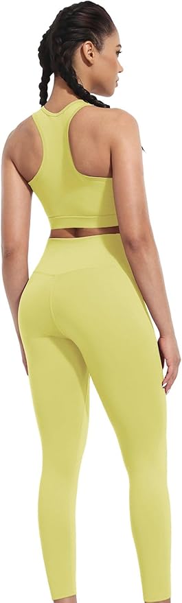 Workout Sets for Women 2 Piece High Waisted Seamless Leggings with Padded Stretchy Sports Bra Sets Gym Clothes