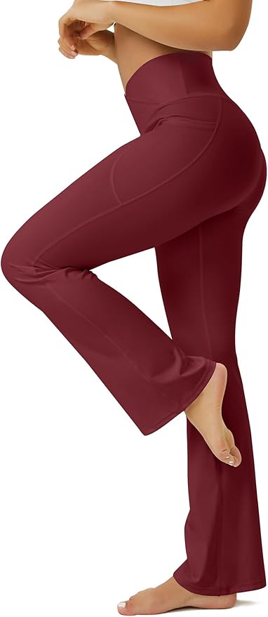 FOHOFO Yoga Pants Women, Flare Leggings for Women with Pockets Crossover High Waisted Bootcut Yoga Pants