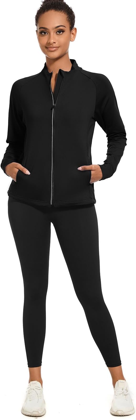 bpbtti Women's Polar Fleece Zip Up Workout Jackets with Pockets Slim Fit Cottony Soft Jacket for Running Athletic Yoga