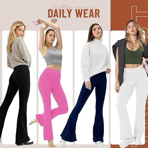 TNNZEET Black Flare Leggings for Women, Crossover Yoga Pants with Pockets Bootcut Flared Leggings