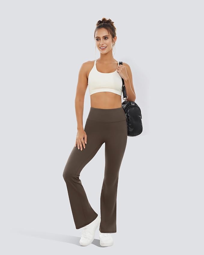 Yoga Pants for Women High Waisted Flare Leggings Bell Bottom Leggings Front Seamless Flared Workout Pants Tummy Control