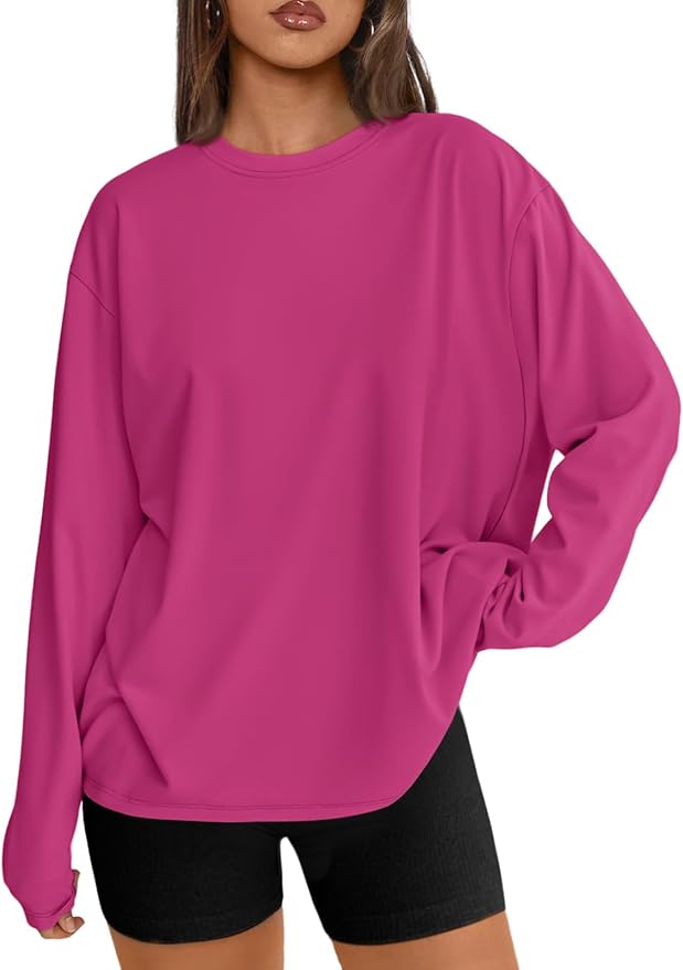 Trendy Queen Womens Spring Tops Oversized Long Sleeve T Shirts 2026 Basic Tee Fall Casual Workout Y2K Clothes