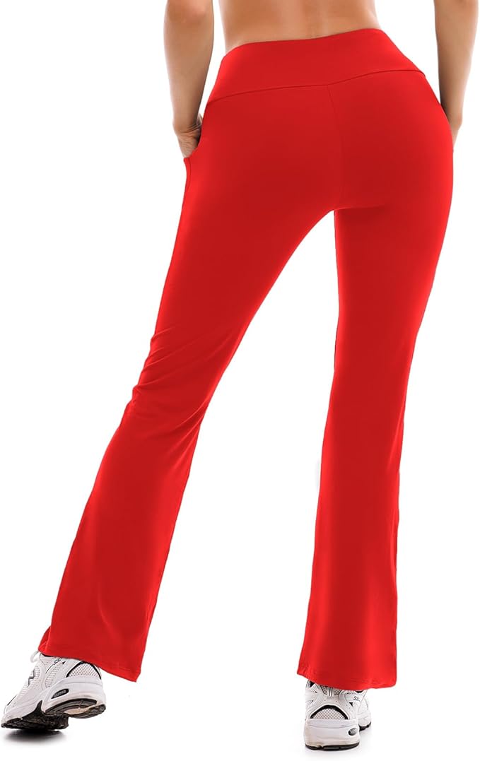 SINOPHANT Flare Leggings for Women with Pockets,High Waisted Tummy Control Bootcut Yoga Pants for Women Soft Bell Bottoms