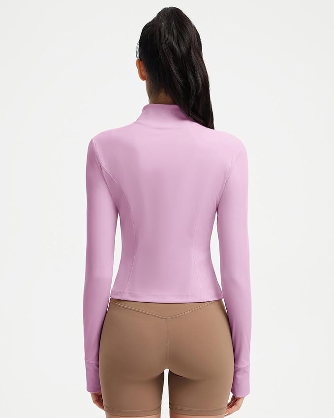 SUUKSESS Women Golden Full Zip Up Workout Cropped Jackets Lightweight Athletic Yoga Tops