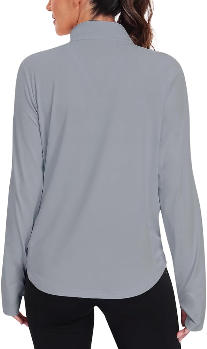 Vldnery Women's UPF 50+ Sun Protection Lightweight Jacket Zip Up Long Sleeve Sun Shirt for Women with Thumb Hole Hiking