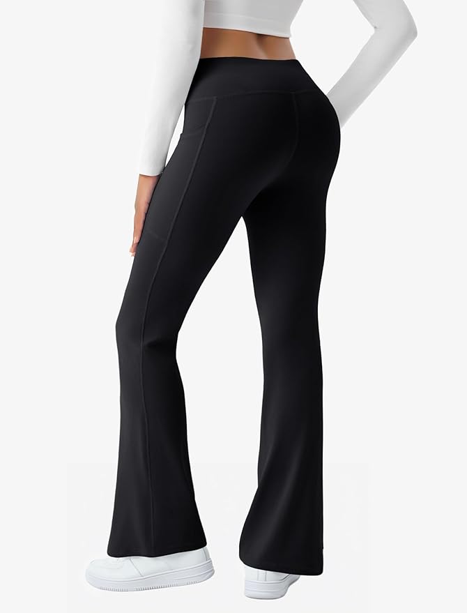 COPYLEAF Women's Flare Yoga Pants with Pockets V Crossover High Waisted Bootcut Yoga Leggings-Flare Workout Gym Leggings