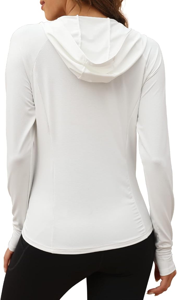 We1Fit Women's UPF 50+ Sun Protection Jacket Hoodie Sun Shirts Hiking Running Athletic Shirt
