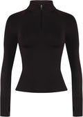 AUROLA Influence Workout Jacket for Women, Half Zip Cropped Slim Fit Long Sleeve Yoga Jackets Athletic Top with Thumb Holes