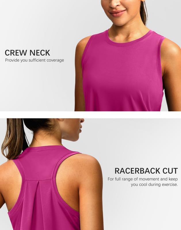 Women's Workout Tops Racerback Athletic Tank Tops Sleeveless Loose Fit Yoga Running Gym Shirts for Women