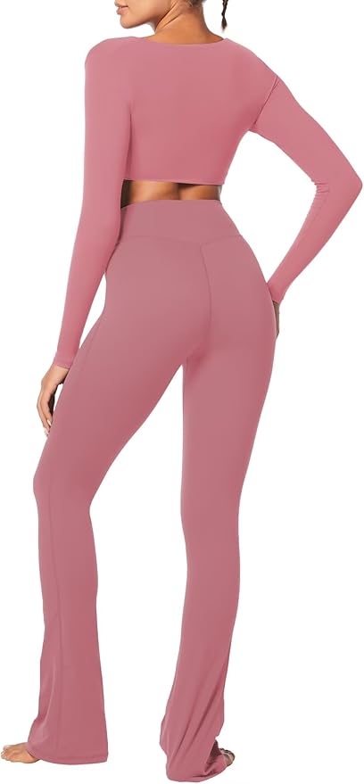 Sunzel Long Sleeve Workout Tops for Women Buttery Soft Deep V Twist Cropped Tops with Compression for Yoga Pilates Gym Outfit